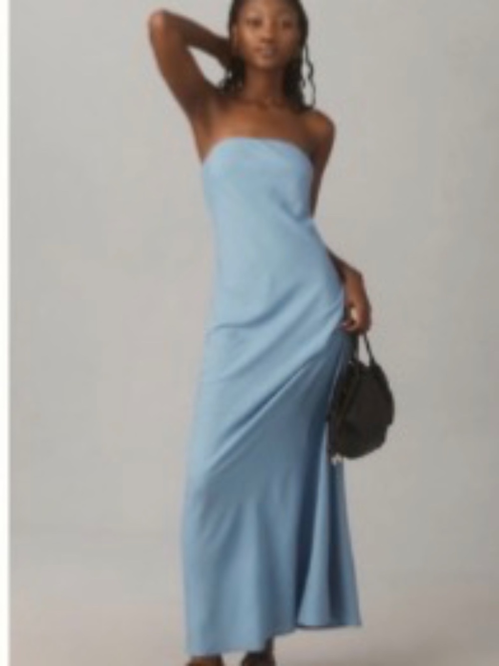 Anthropologie Fleur Strapless Maxi Slip Dress Sky Blue NWT SZ M - Picture 2 of 8
